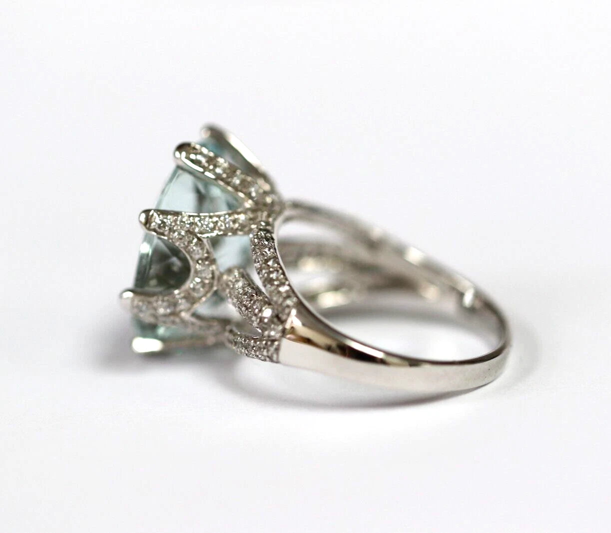 925 Silver - Aquamarine - White Topaz Ring