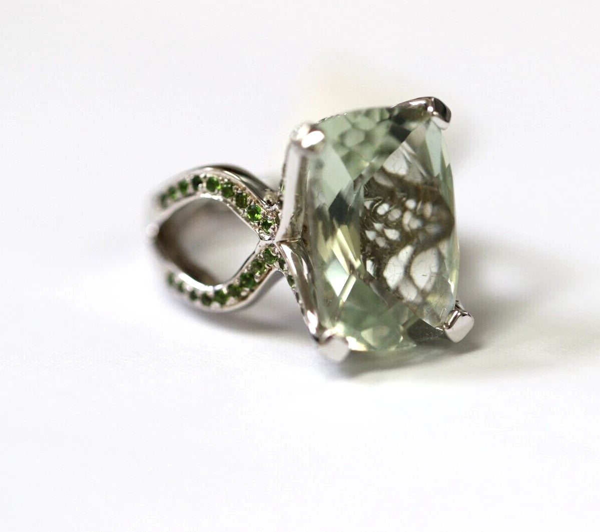 Green Ame & Chrome Diopside Ring