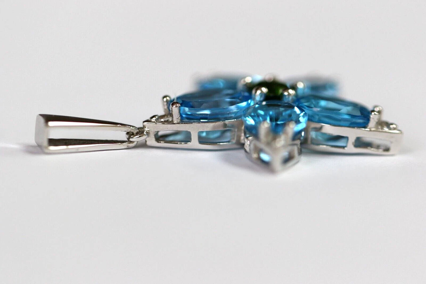 Blue Topaz - Chrome Diopside 925 Silver Pendent