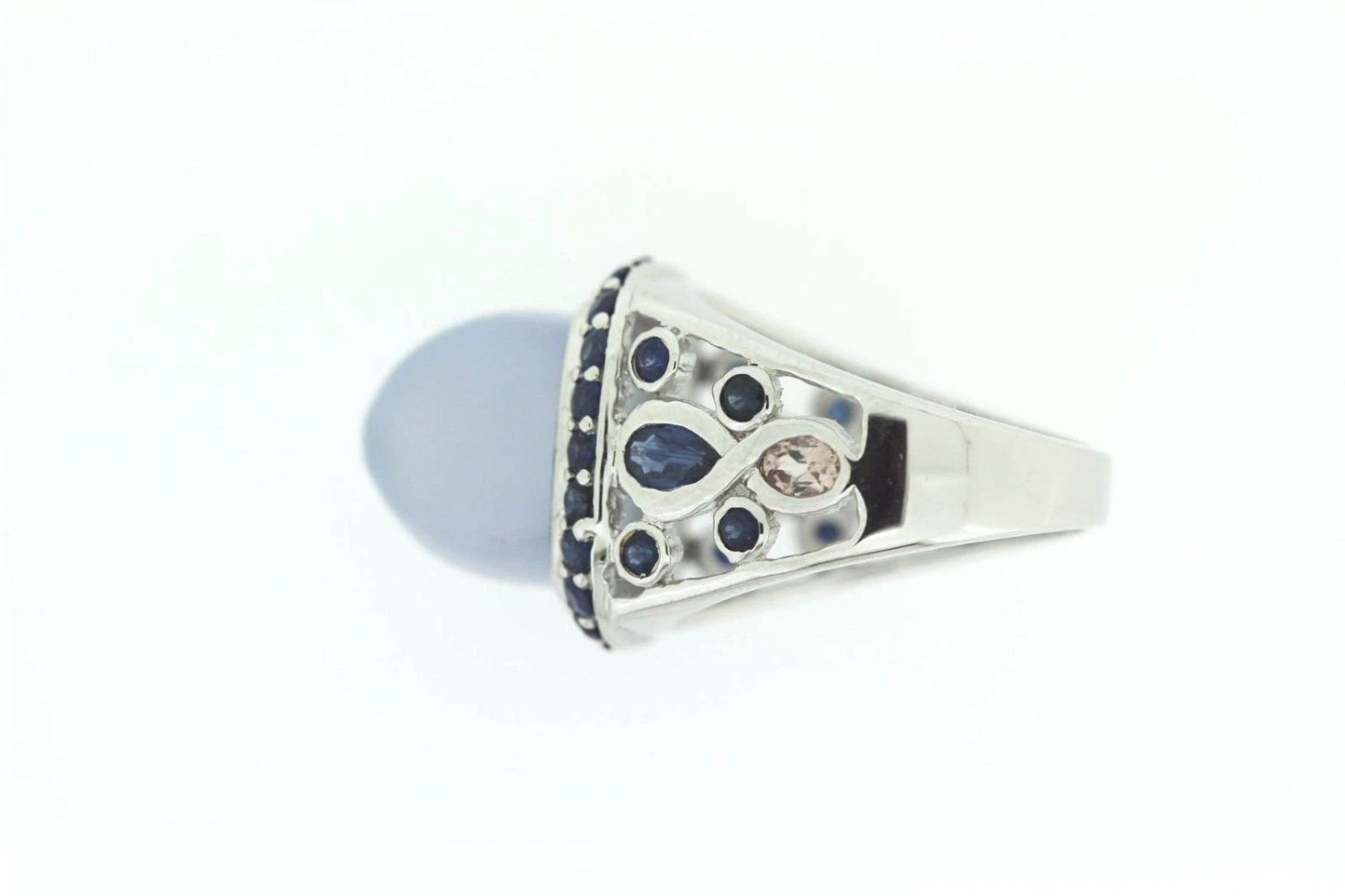 925 SS Blue Chalcedony - Blue Sapphire - Color Change Garnet Ring - 15DOT40 cts