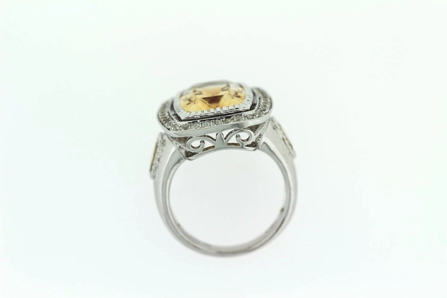 925 Citrine - White Topaz Ring - 7DOT43 cts