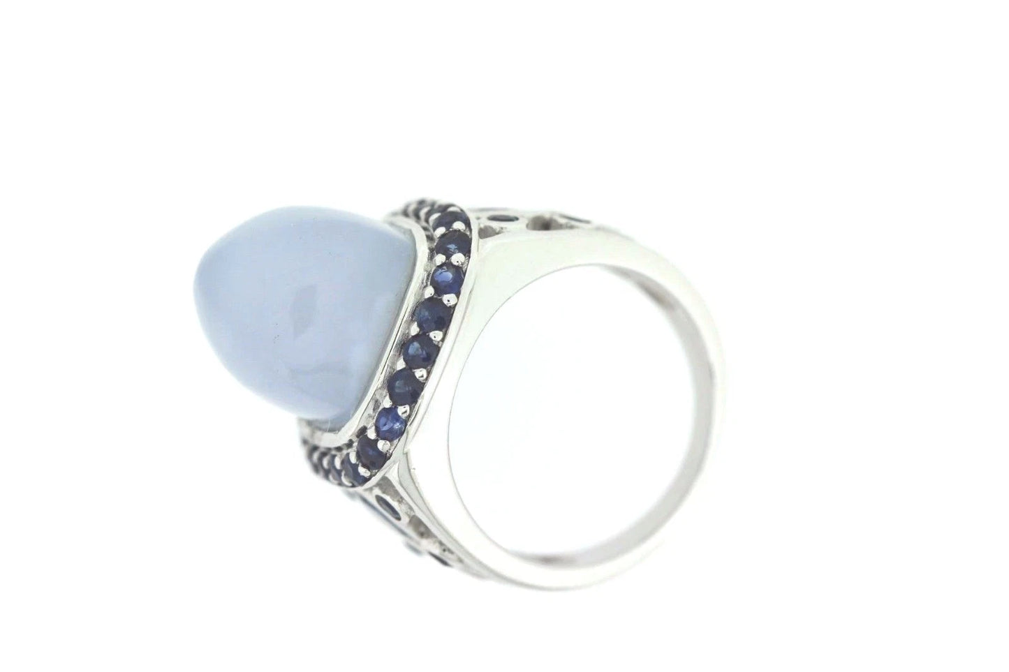 925 SS Blue Chalcedony - Blue Sapphire - Color Change Garnet Ring - 15DOT40 cts