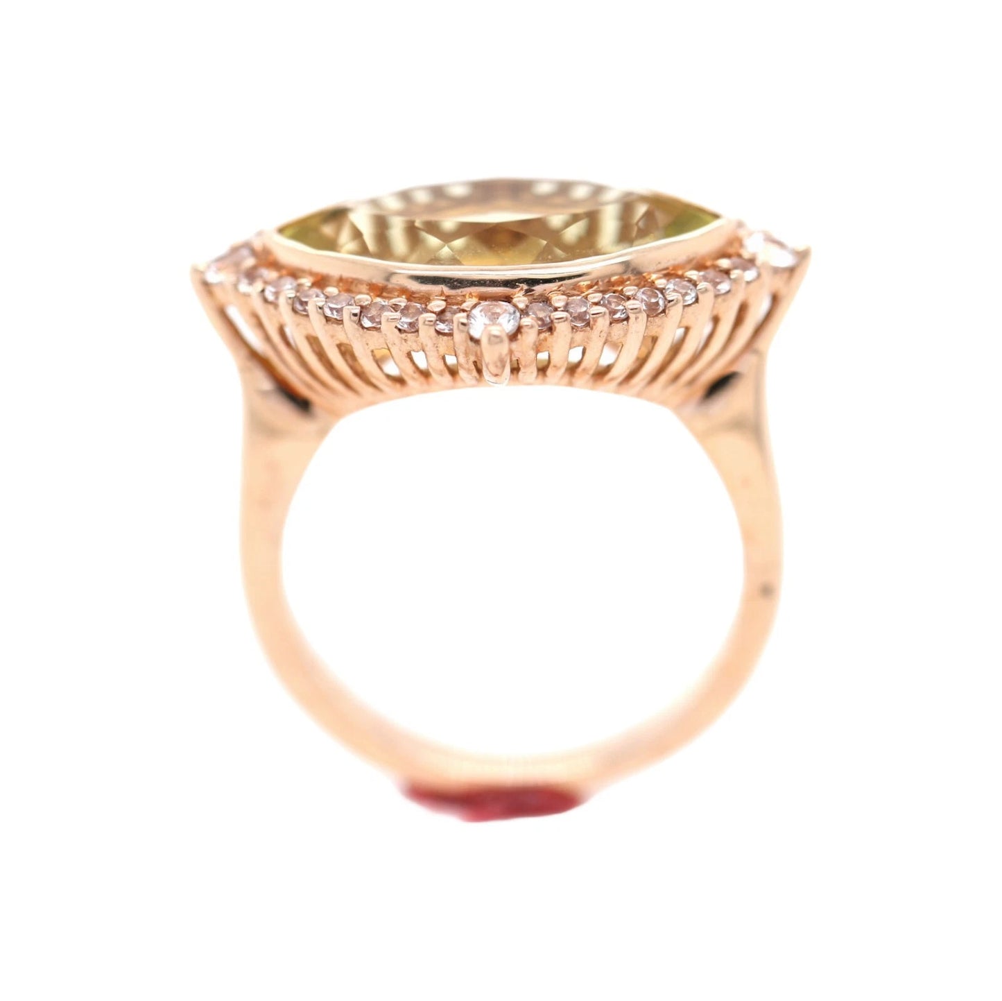 925 Rose Vermeil - Lemon Quartz - White Topaz Ring DOT