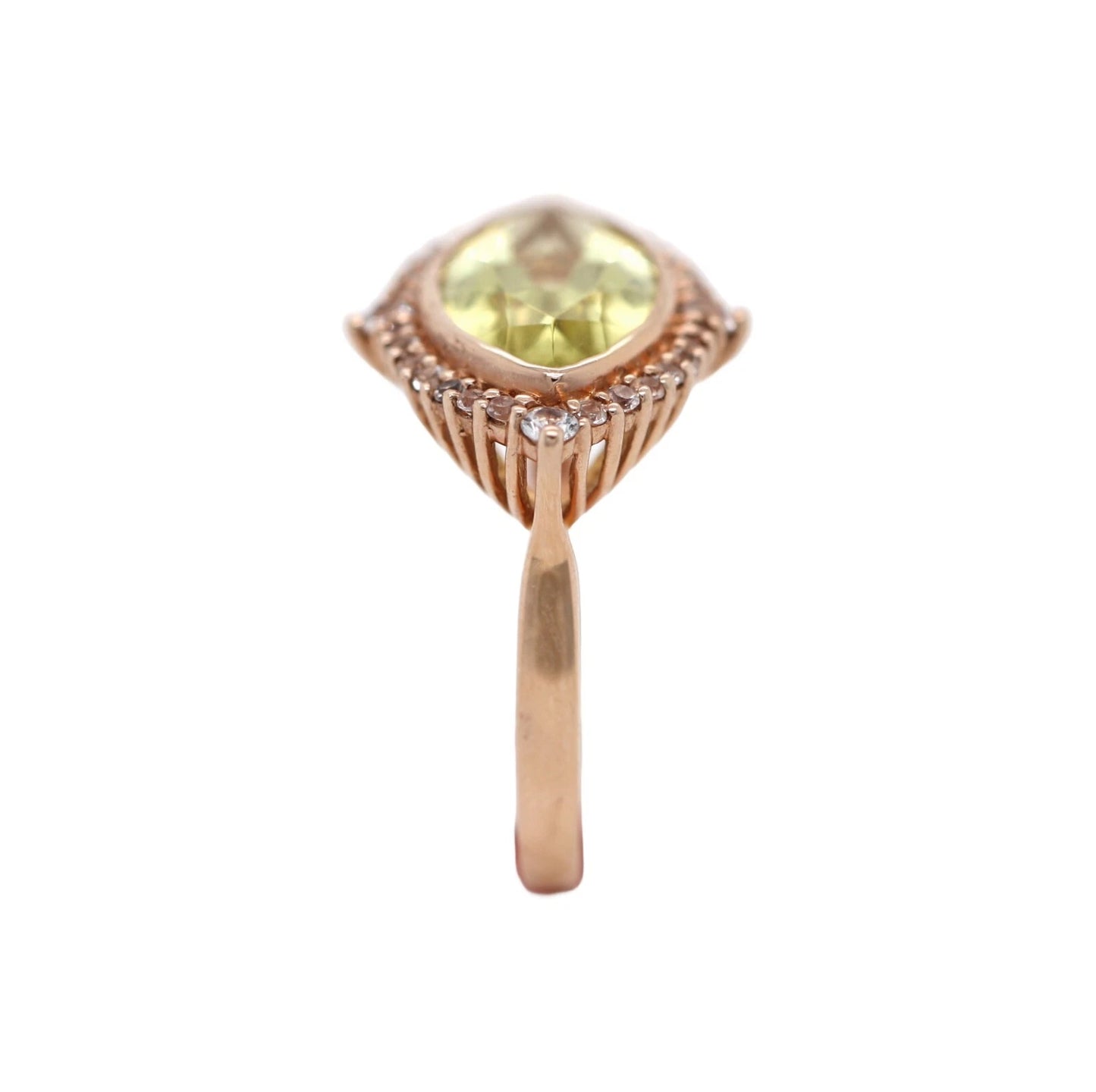 925 Rose Vermeil - Lemon Quartz - White Topaz Ring DOT