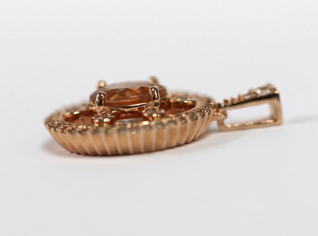 Morganite - White Sapphire - Rose Gold Plated Pendant