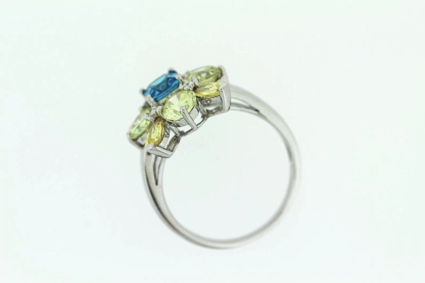 925 Yellow - Blue Cubic Zirconia Ring - 5DOT50 cts