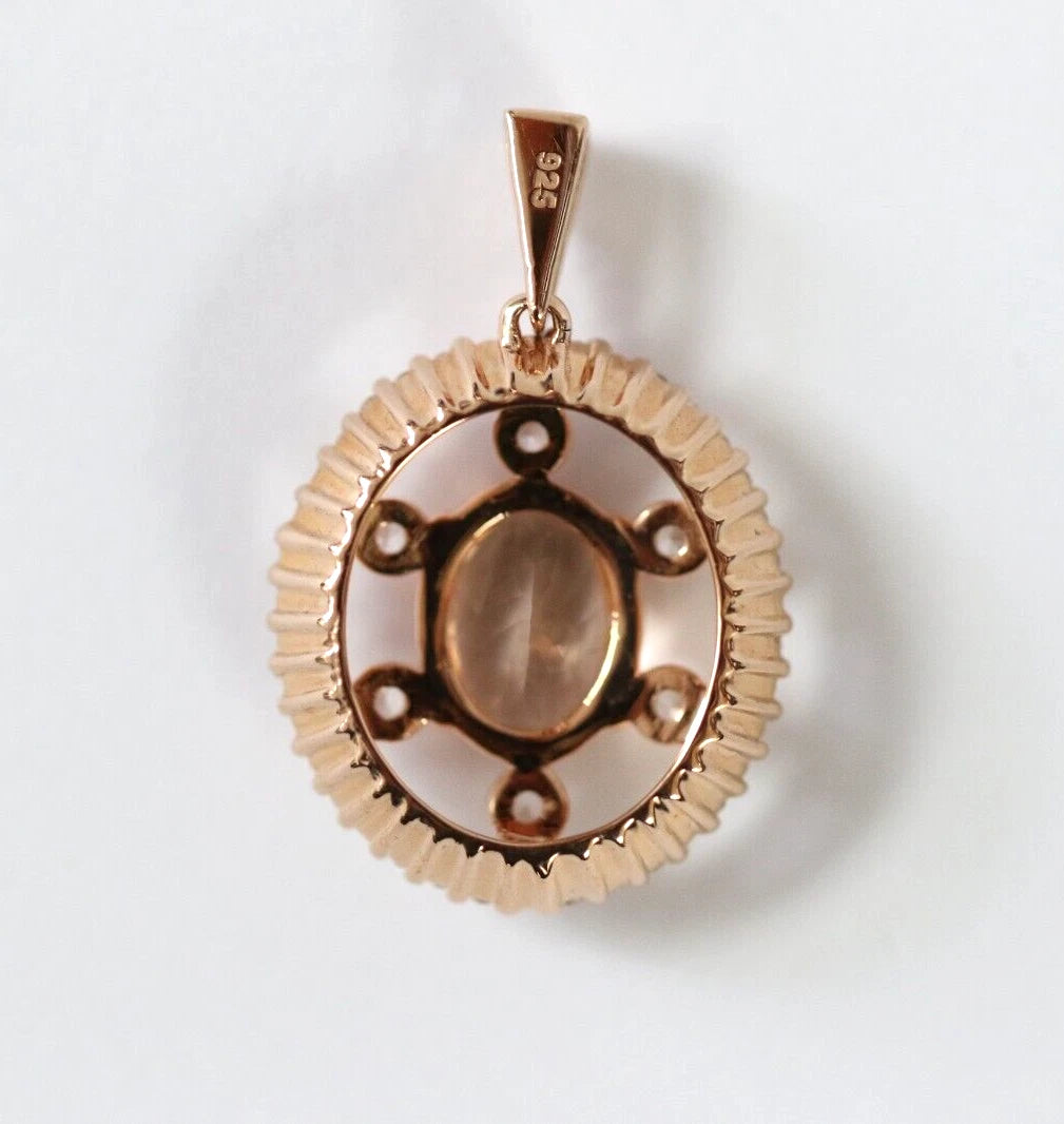 Morganite - White Sapphire - Rose Gold Plated Pendant