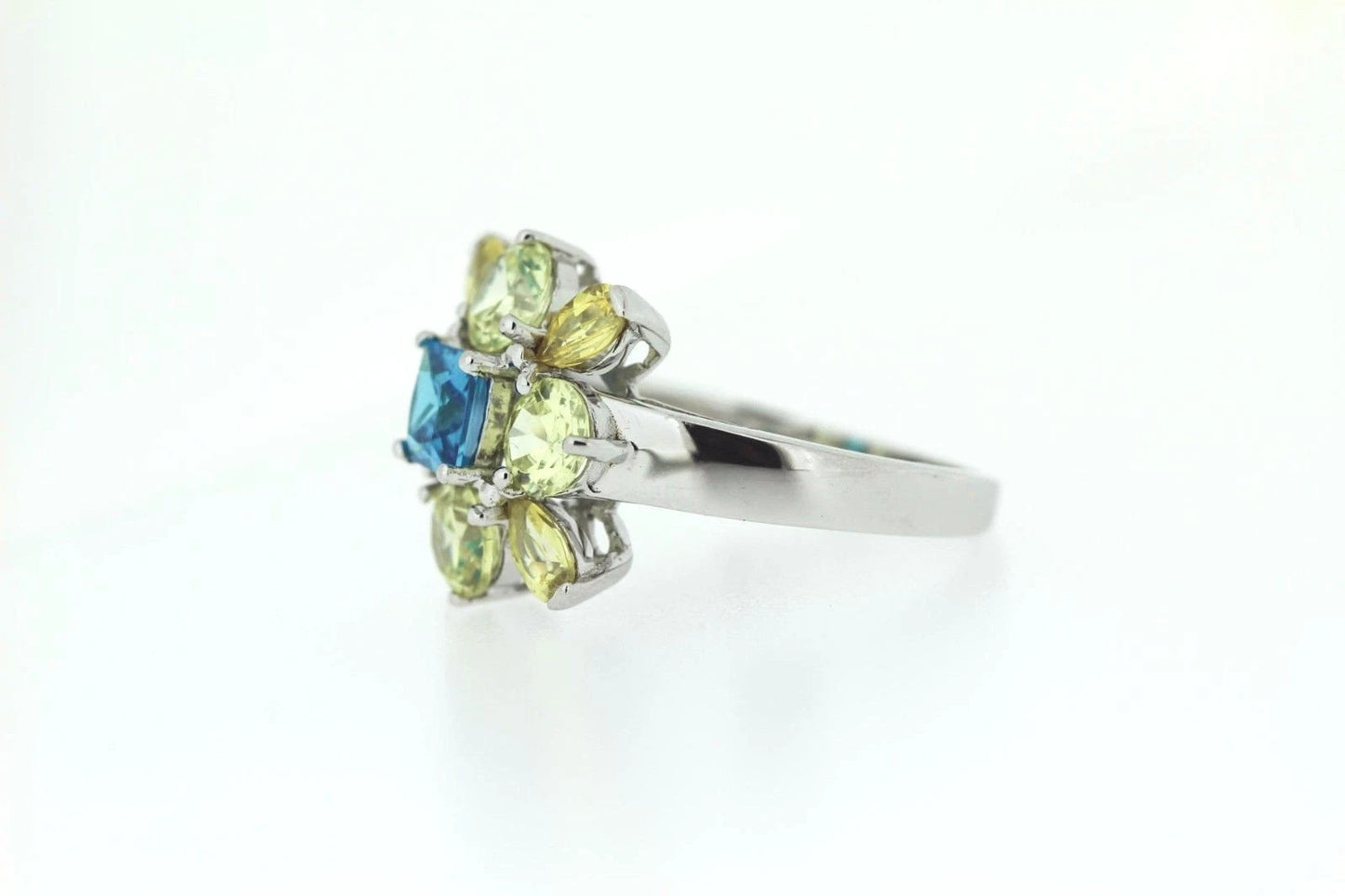 925 Yellow - Blue Cubic Zirconia Ring - 5DOT50 cts