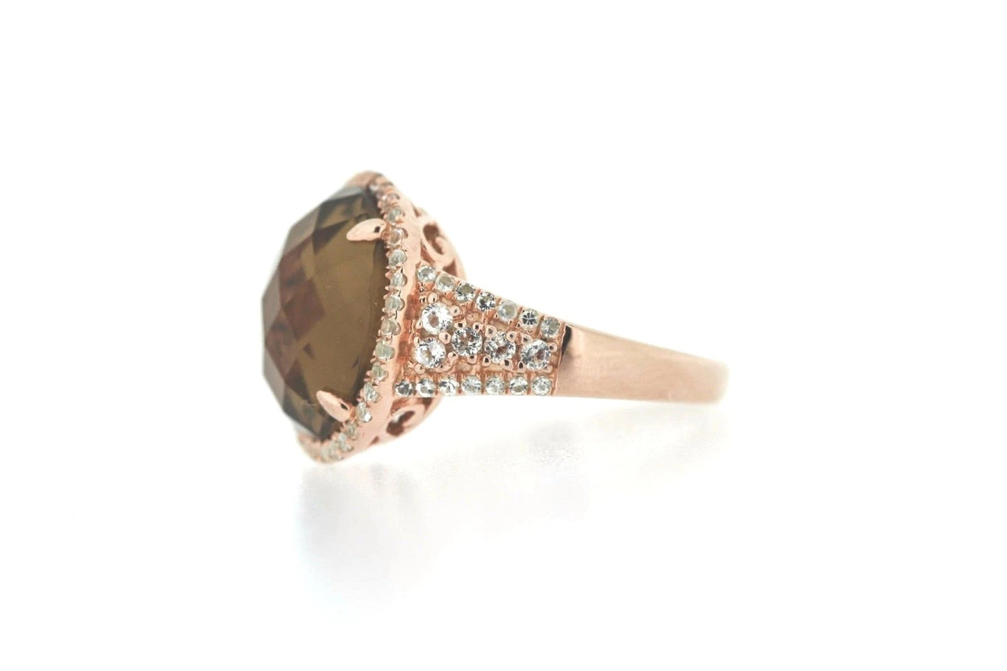 925 Cognac Quartz - White Topaz Ring - 8DOT24 cts