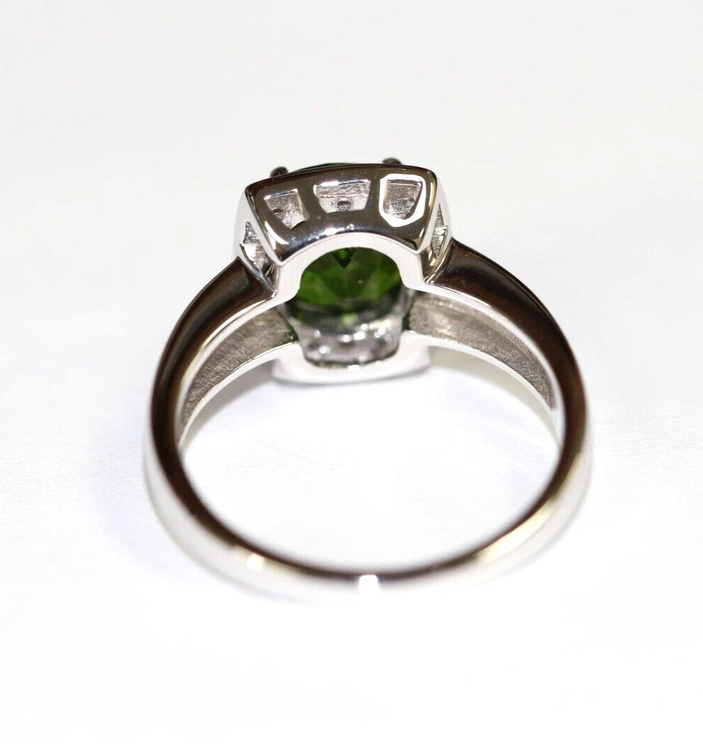 Chrome Diopside - White Sapphire Ring