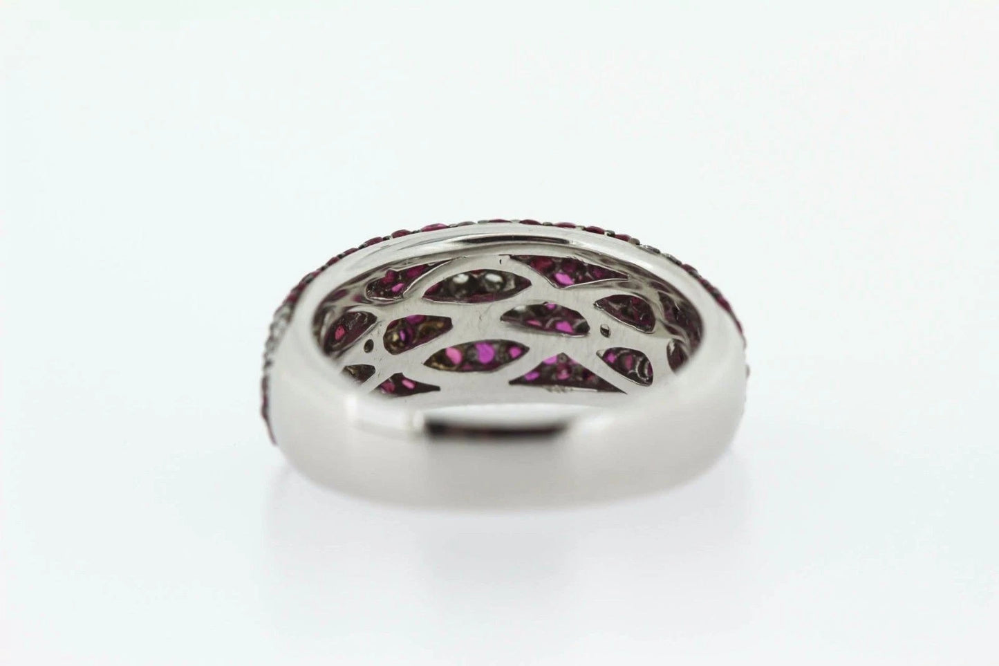 925 Synthetic Ruby - White Topaz Ring - 4DOT16 cts