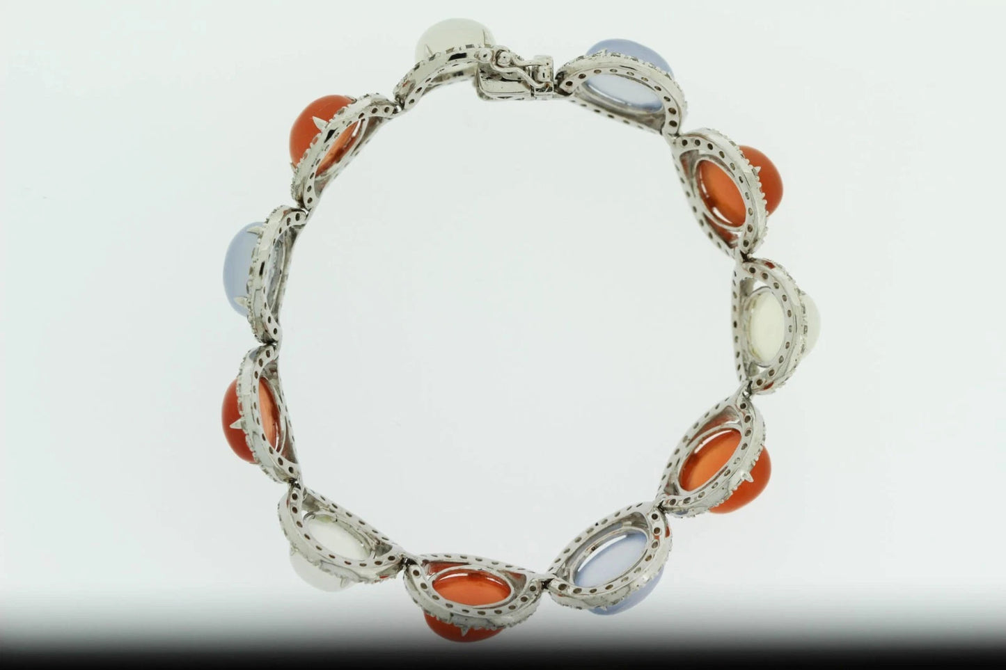 925 Colors of Chalcedony - White Topaz Bracelet 7 3-4 " - 73DOT84 cts
