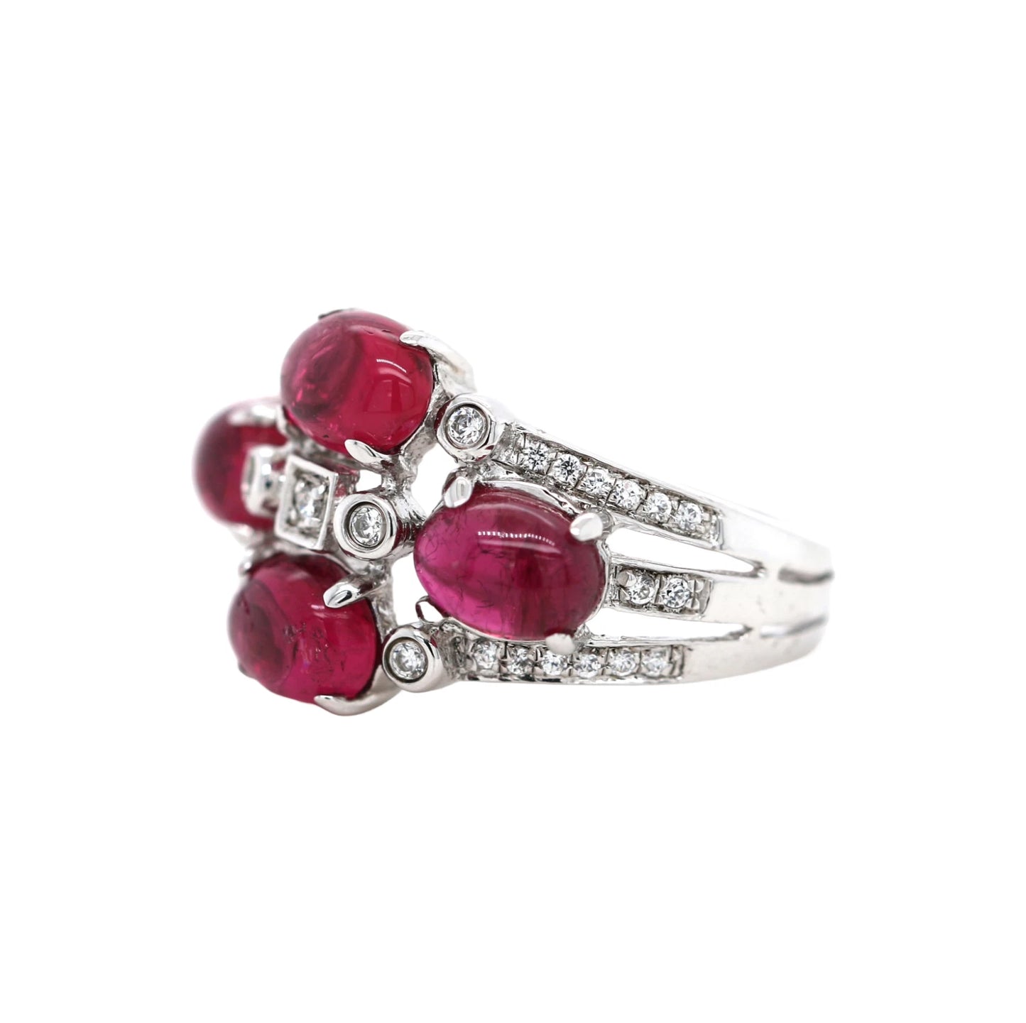 Ruby / White Sapphire Silver Earring