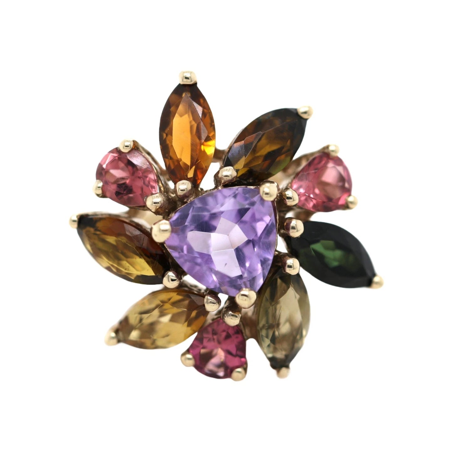 Tourmaline - Amethyst Plated in Yellow Gold Ring