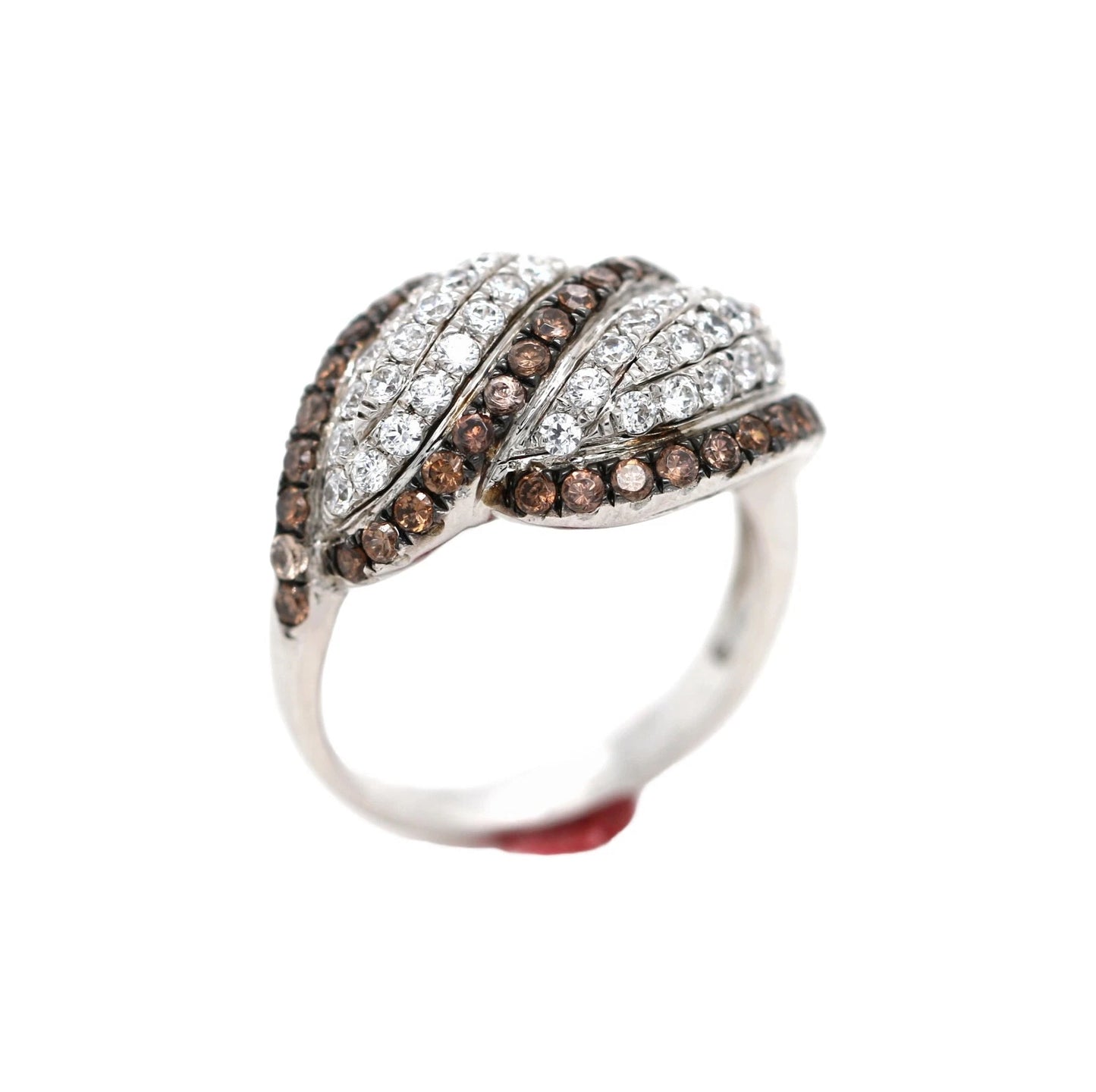 925 Brown Cubic Zirconia - White Topaz Ring - 2DOT50 cts