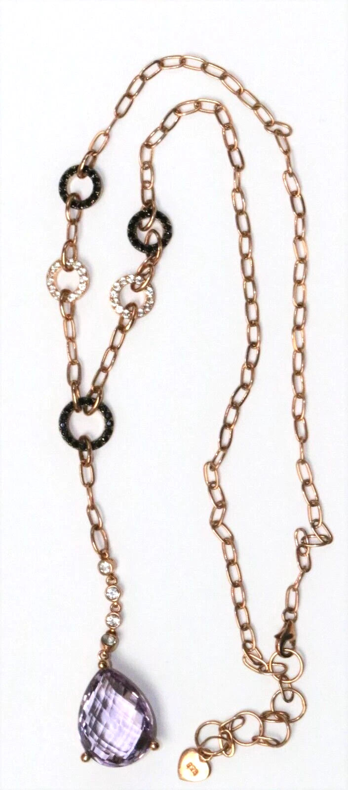 White Topaz- Black Spinel- Amethyst Necklace