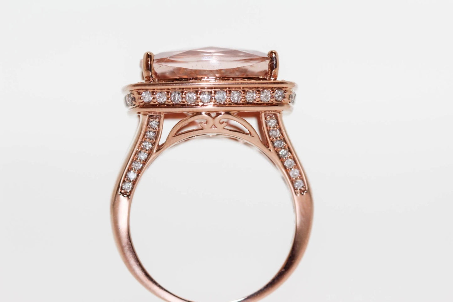 925 Silver , Morganite - White Topaz Ring