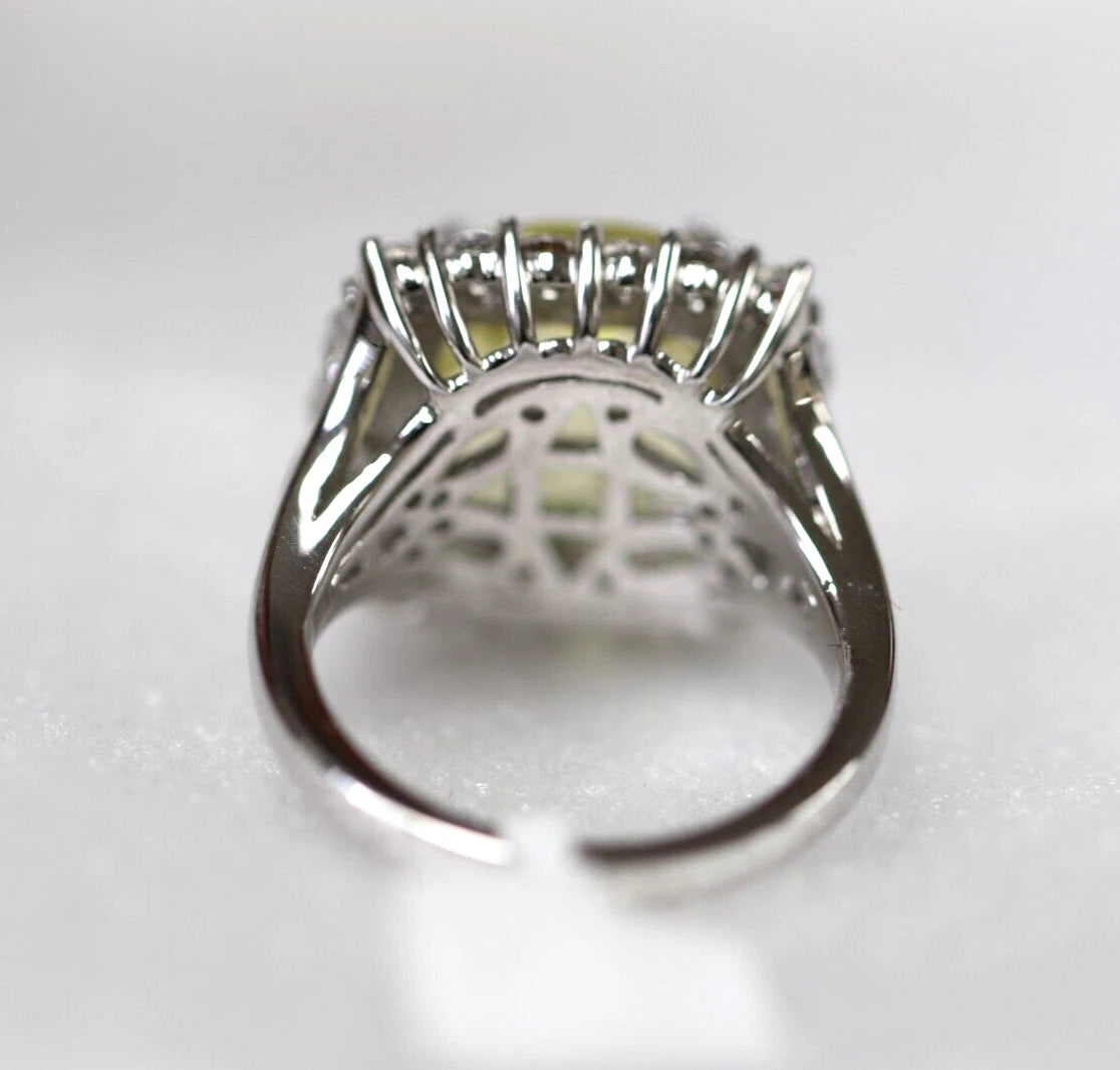 Lemon Quartz - White Topaz - Silver Ring