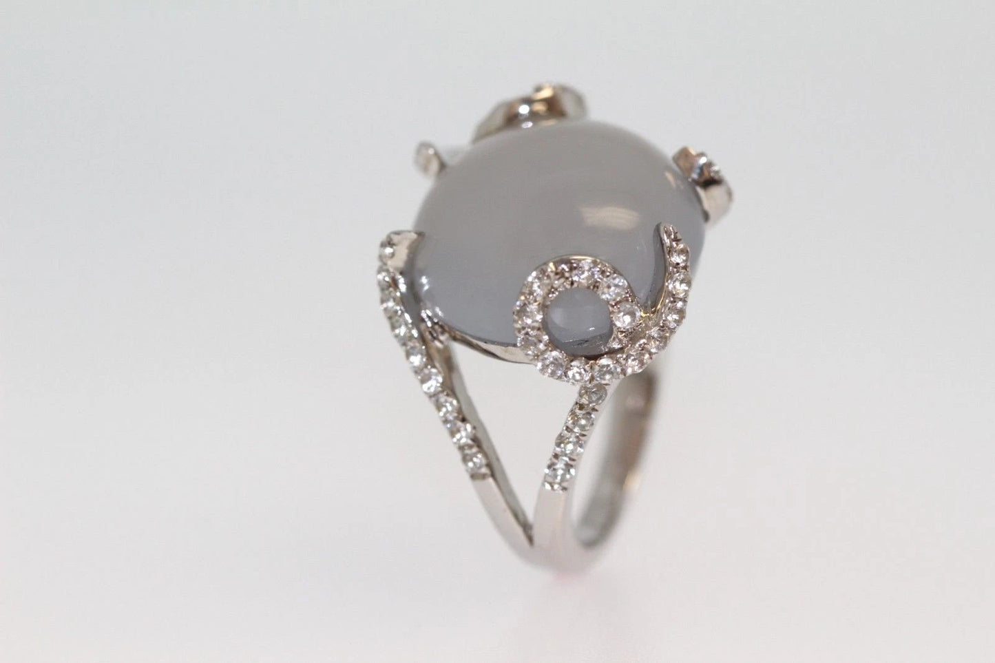 925 Blue Chalcedony - White Topaz Ring - 1DOT41 cts