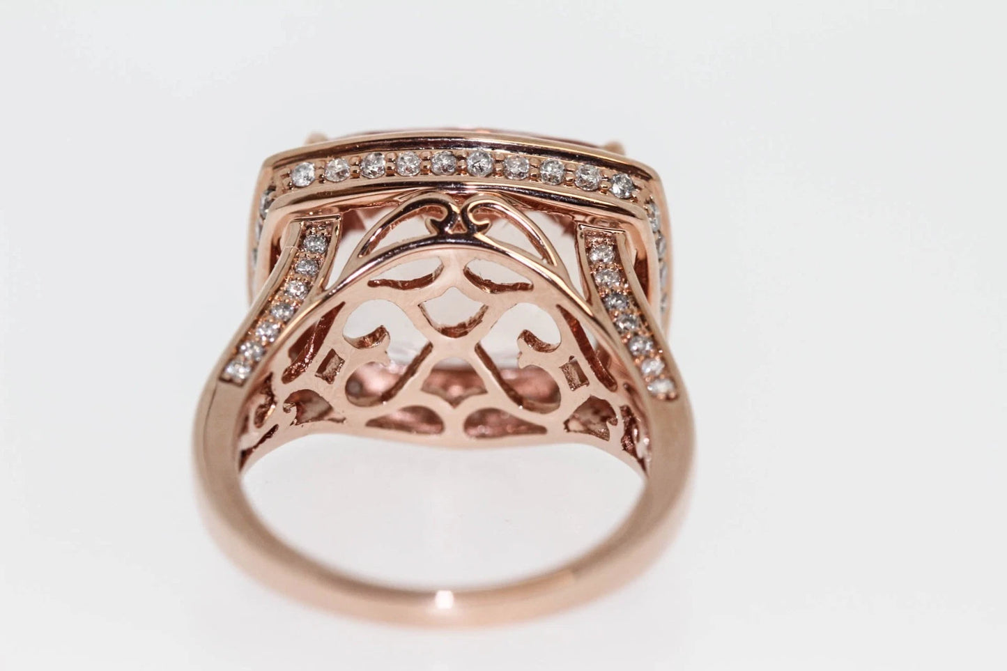 925 Silver , Morganite - White Topaz Ring