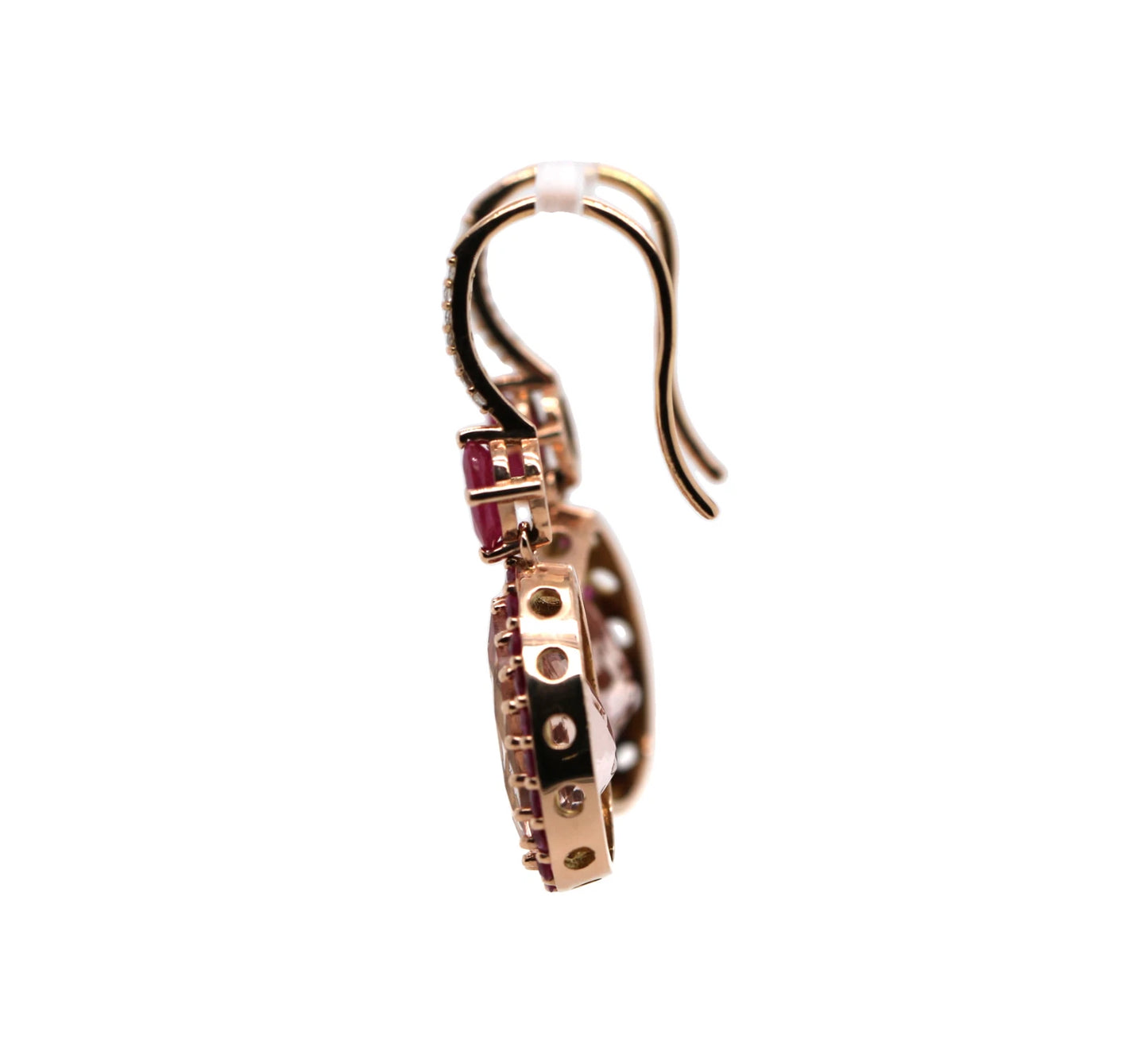 Morganite - Ruby - Diamond Tear Drop Earring