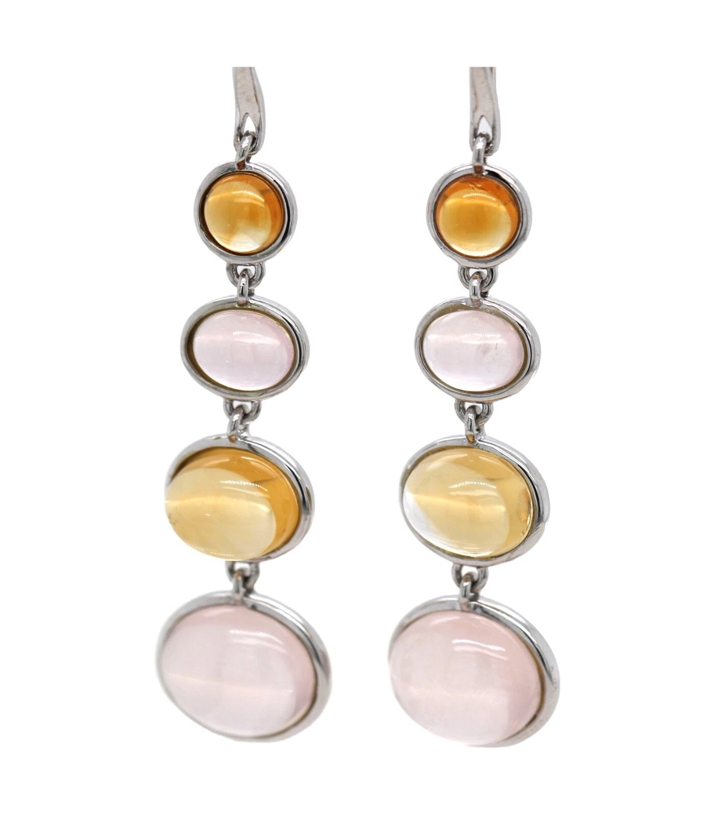 925 Lemon Quartz - Rose Quartz - Citrine Earrings - 22DOT50 cts