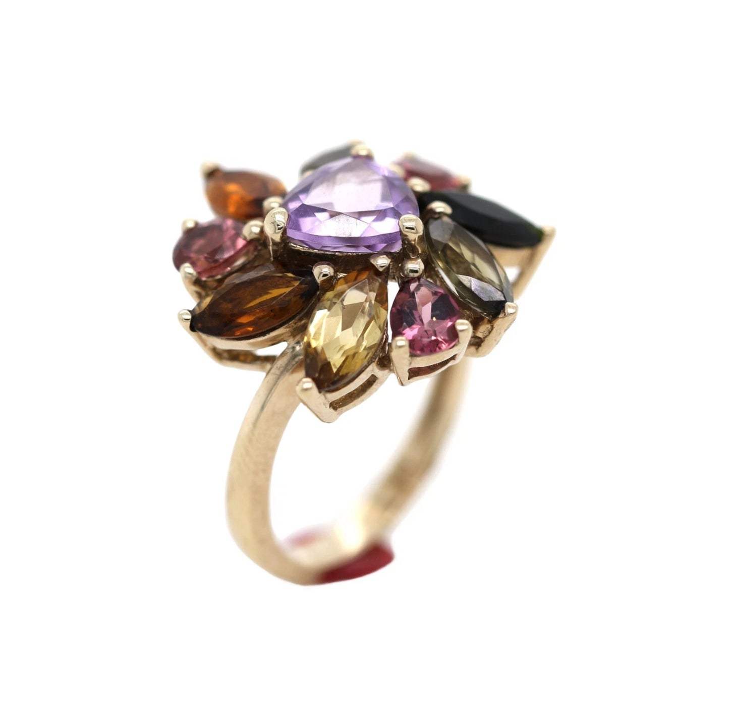 Tourmaline - Amethyst Plated in Yellow Gold Ring