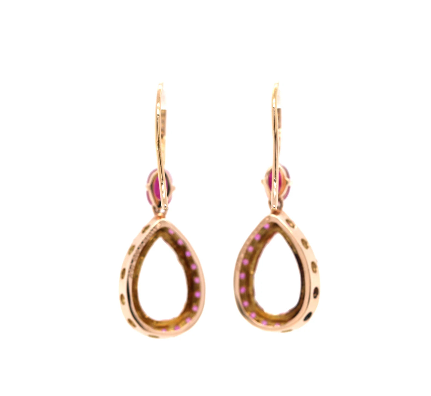 Morganite - Ruby - Diamond Tear Drop Earring