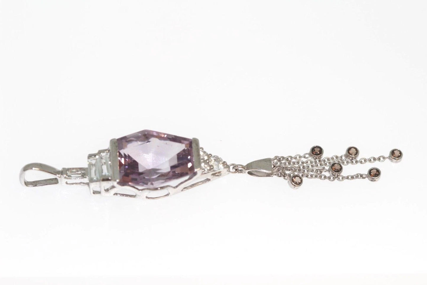 925 Rose De France - Smokey- White Topaz Pendant - 8DOT58 cts