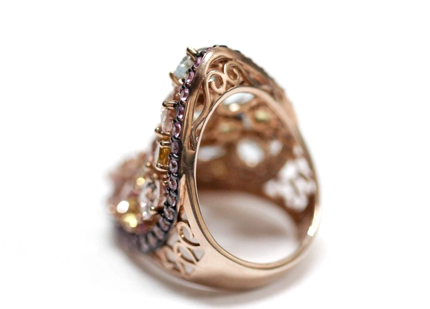 Morganite - Aquamarine - Sapphire Ring