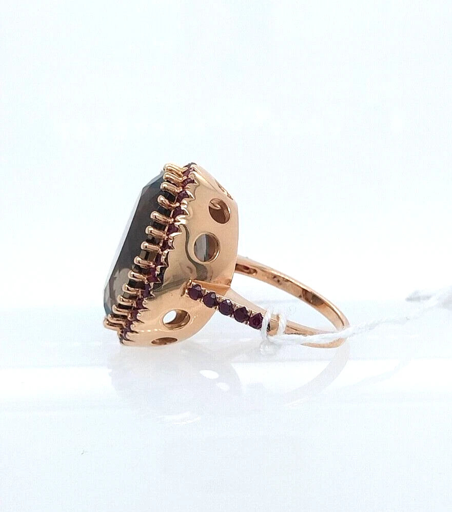 Smoky Quartz- Ruby Ring