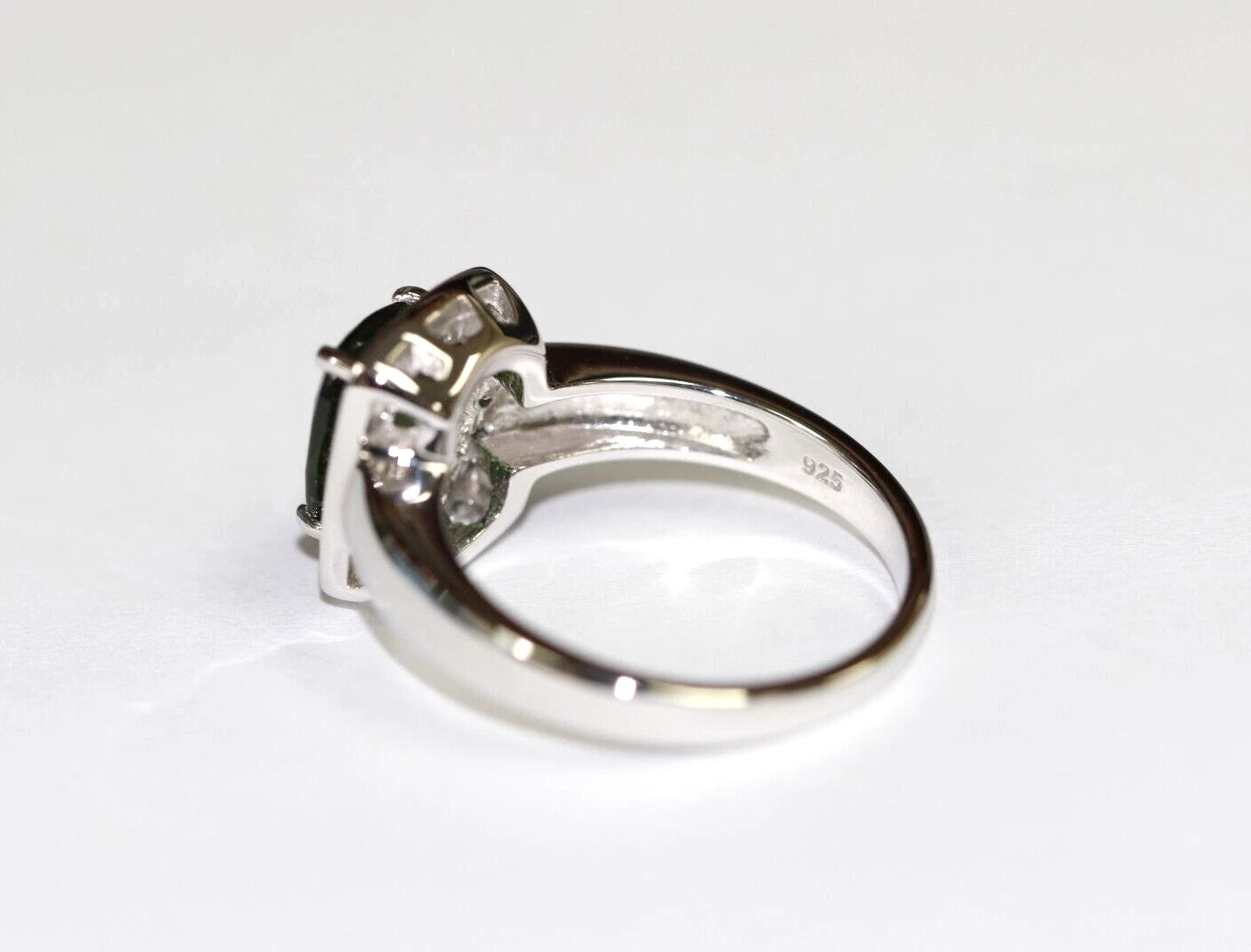 Chrome Diopside - White Sapphire Ring