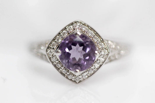 Amethyst / White Topaz Silver Ring