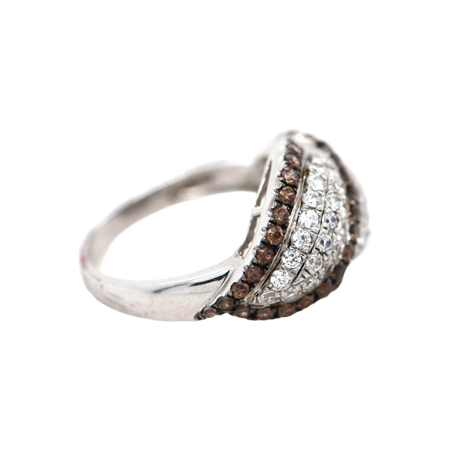 925 Brown Cubic Zirconia - White Topaz Ring - 2DOT50 cts