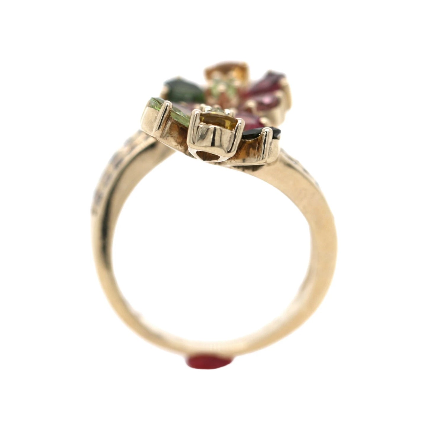 DOT925 Yellow Vermiel - Multicolor Tourmaline - White Topaz Flower Ring DOT