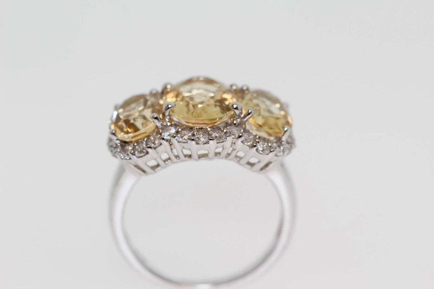 DOT925 Sterling Silver - Citrine - White Topaz Ring DOT