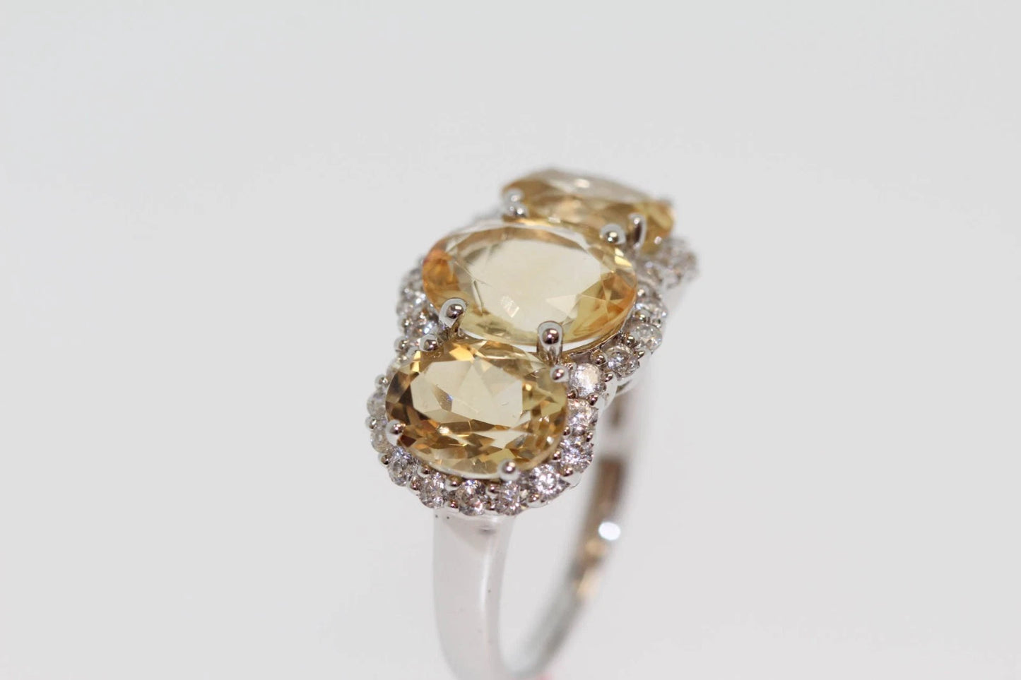 DOT925 Sterling Silver - Citrine - White Topaz Ring DOT
