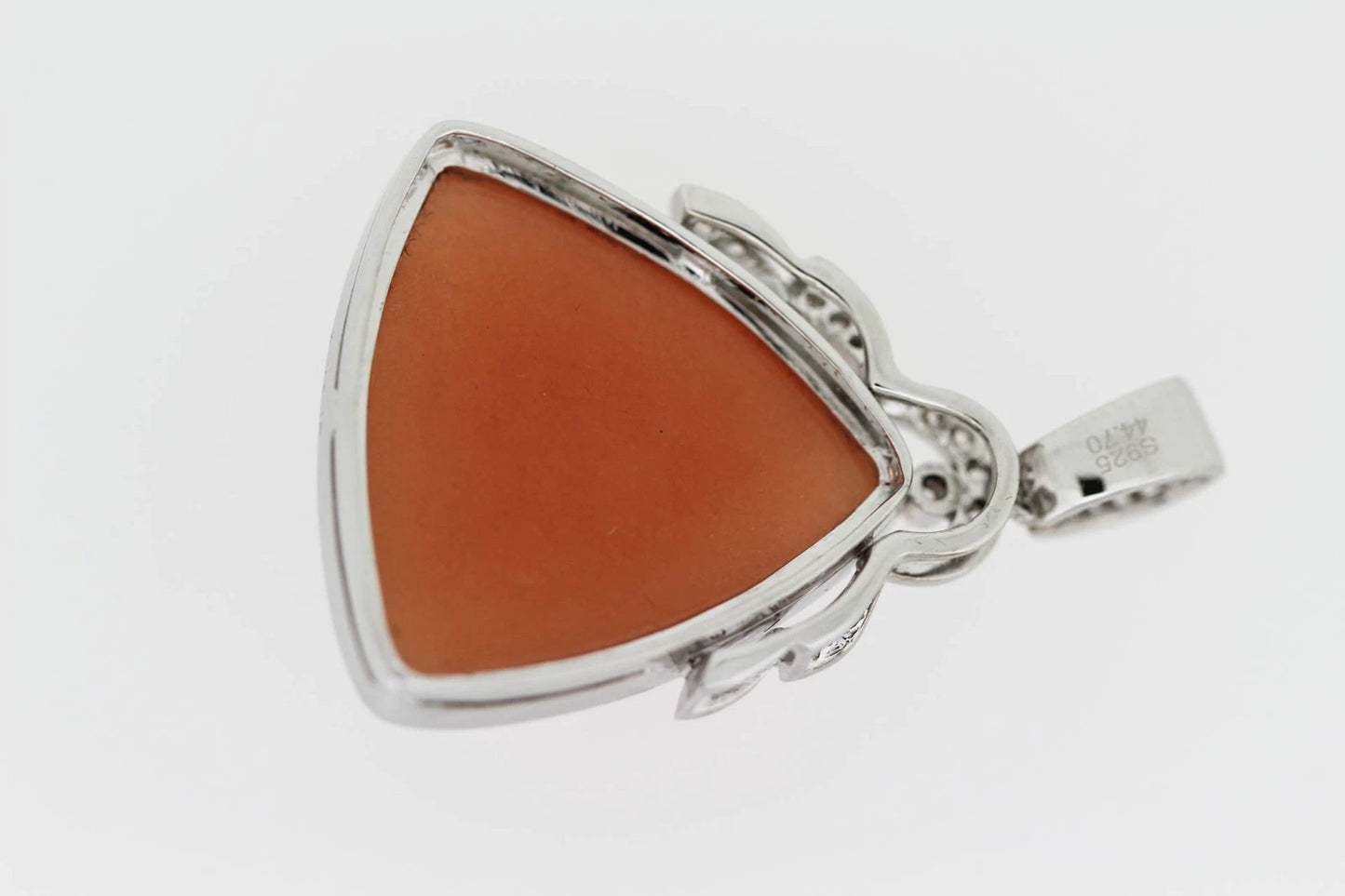 925 Sterling Silver Jade w-White Topaz Pendant-45DOT22 cts