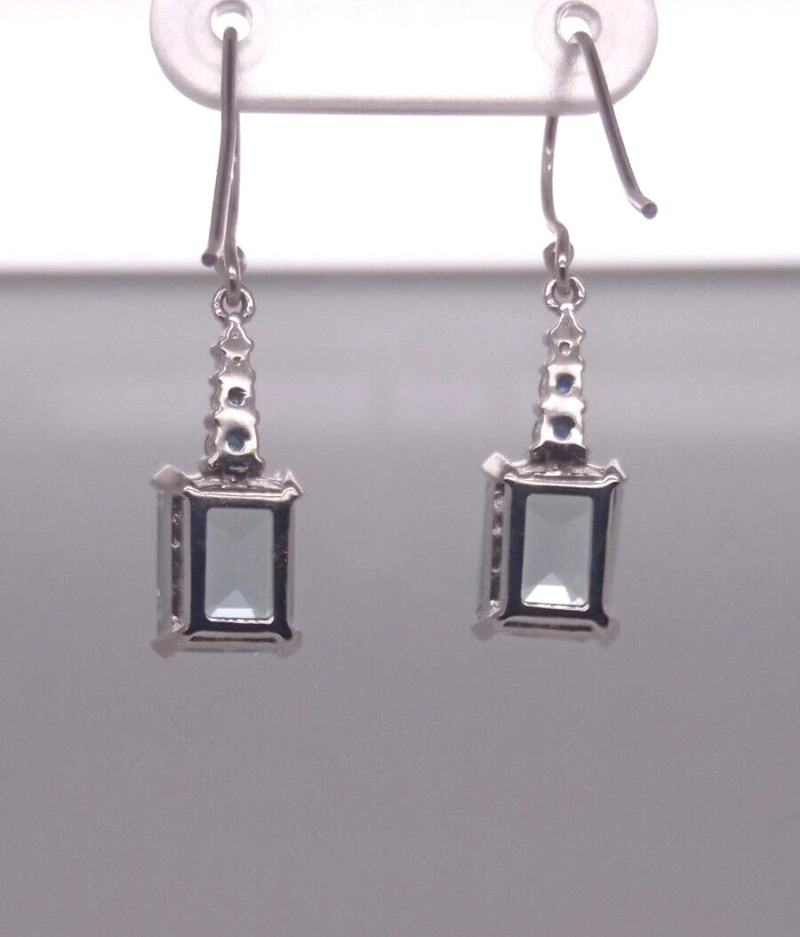 Aquamarine- Blue Sapphire- White Sapphire Hook Earring