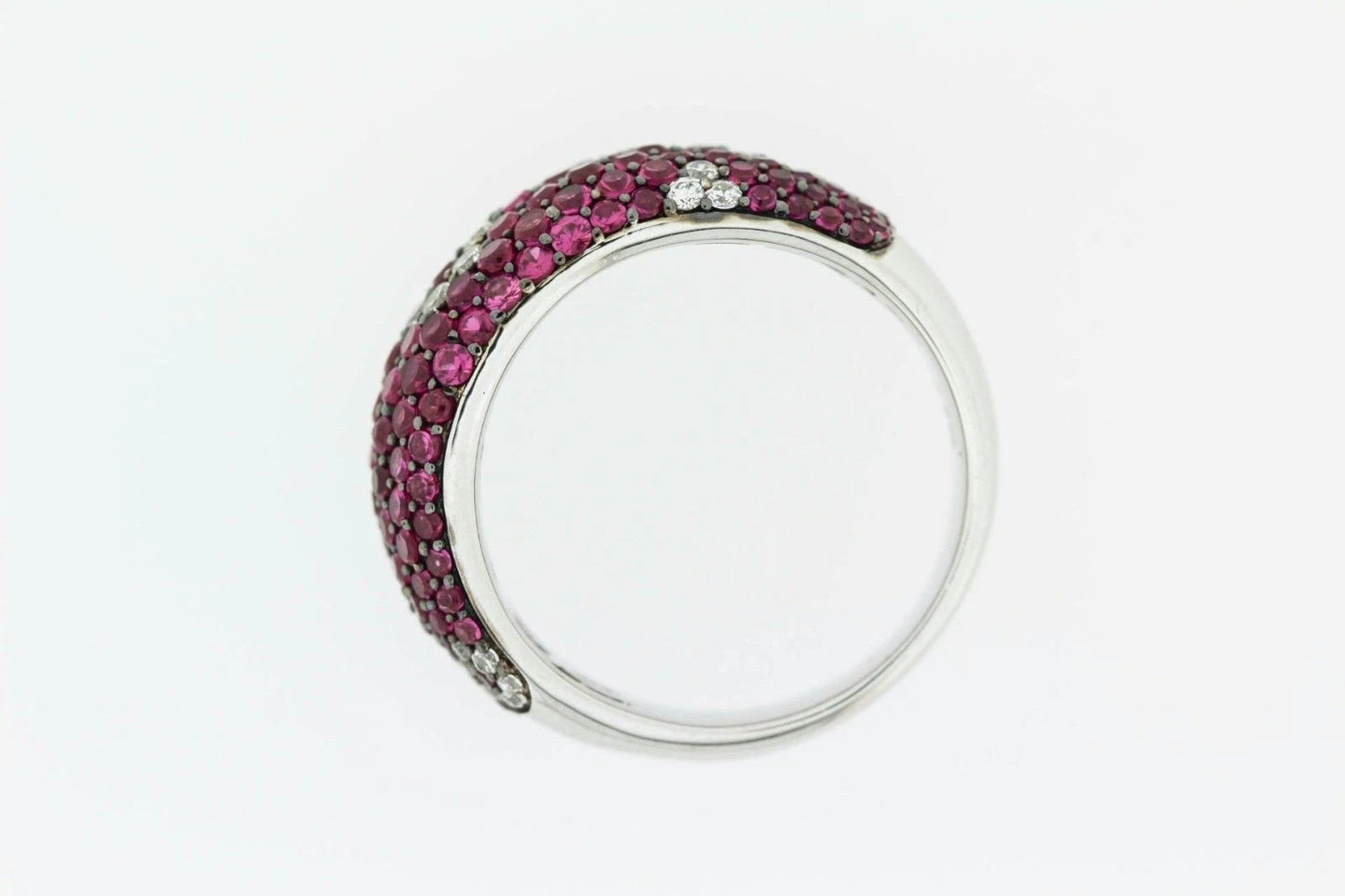 925 Synthetic Ruby - White Topaz Ring - 4DOT16 cts