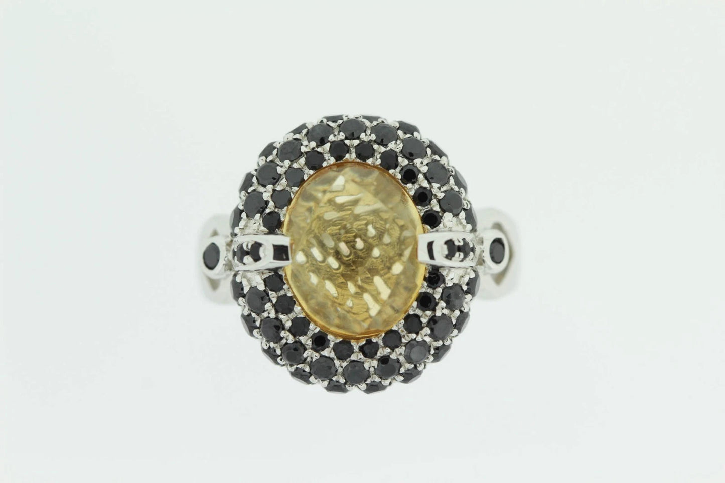 DOT925 Sterling Silver - Citrine - Black Spinel Ring DOT