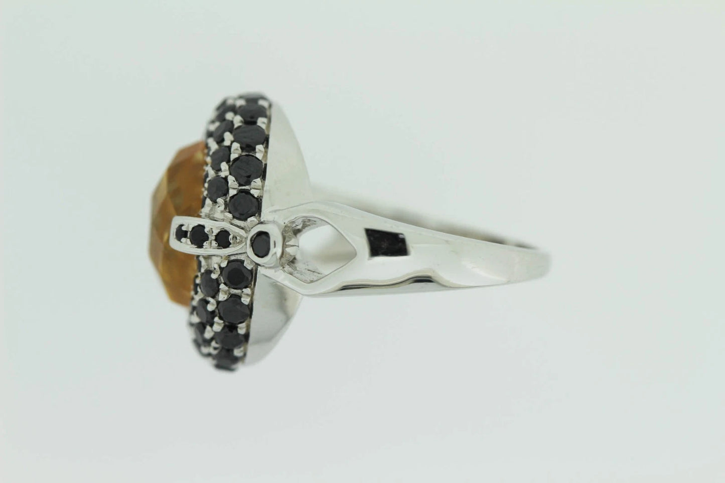 DOT925 Sterling Silver - Citrine - Black Spinel Ring DOT