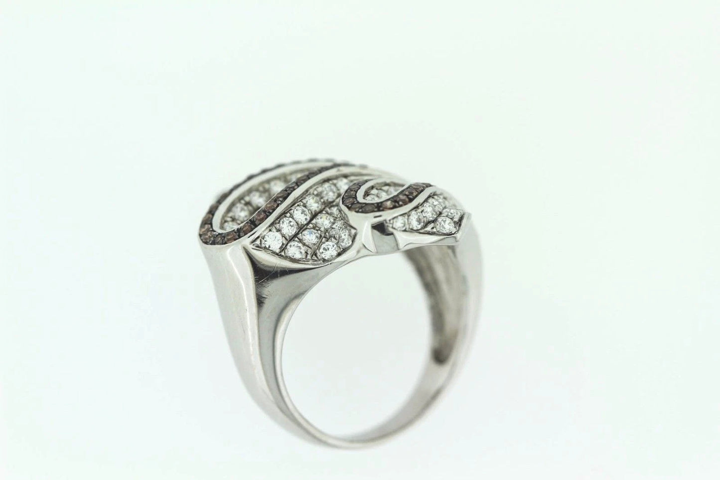 925 Brown Cubic Zirconia - White Topaz Ring -2DOT29 cts