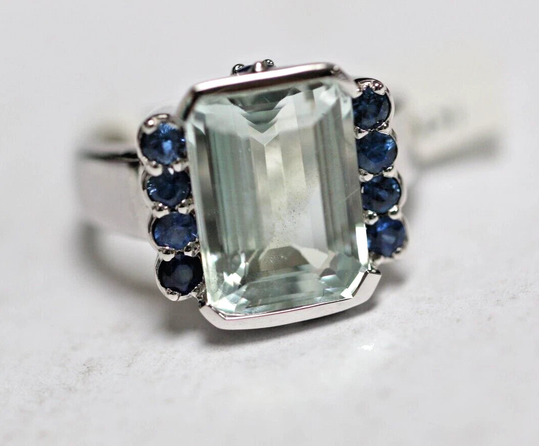 Aquamarine - Blue Sapphire Ring