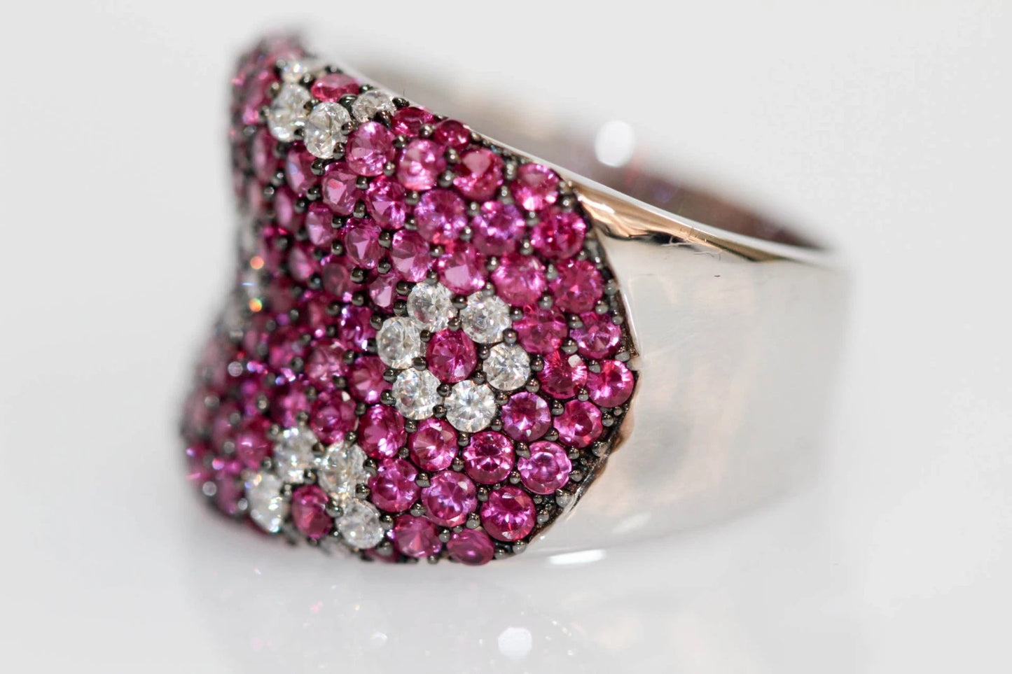 925 created Ruby-White Topaz Ring - 6DOT15 cts