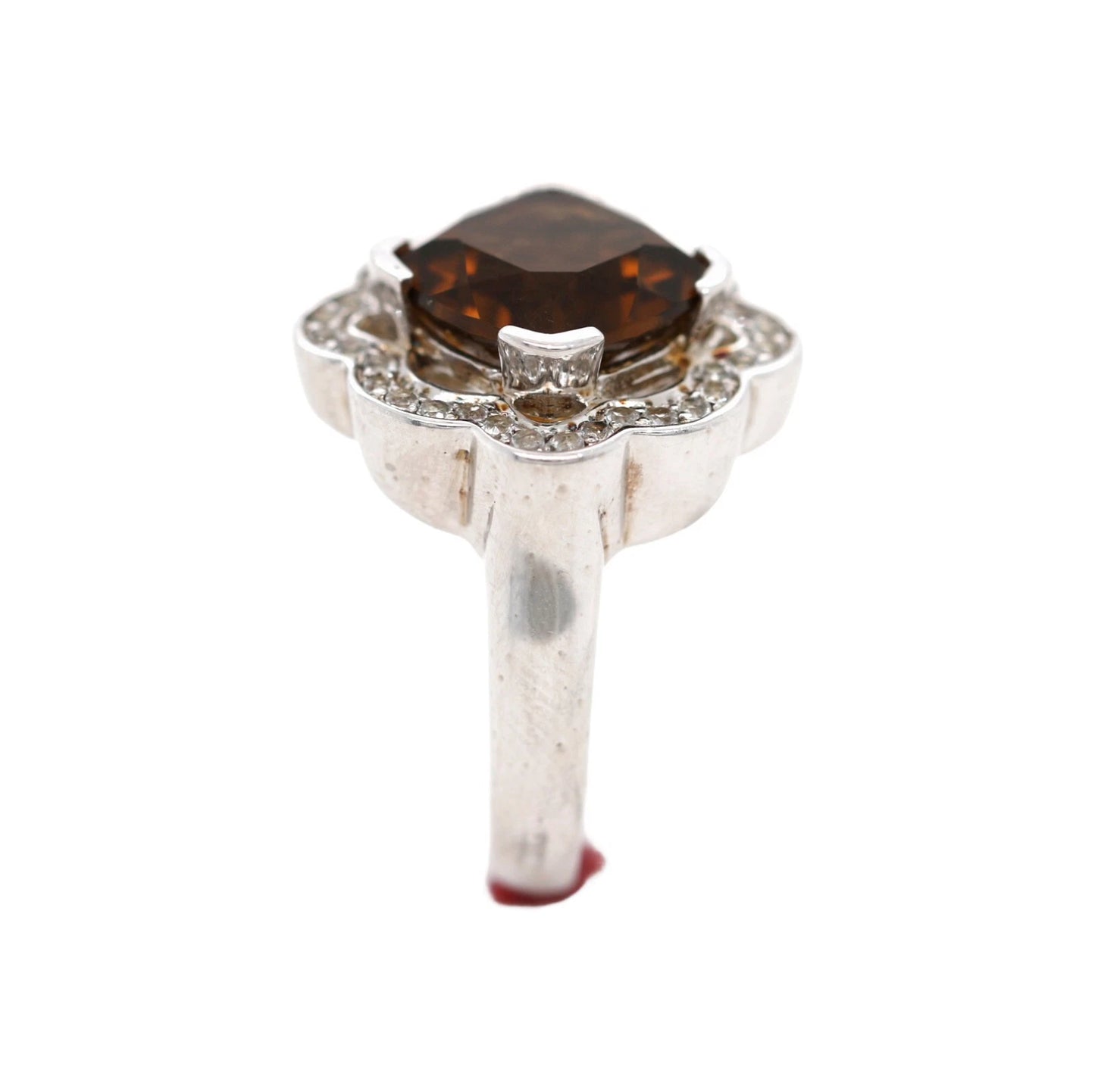 925 Sterling Silver Cognac Quartz / White Topaz Ring( 4.22 cts)