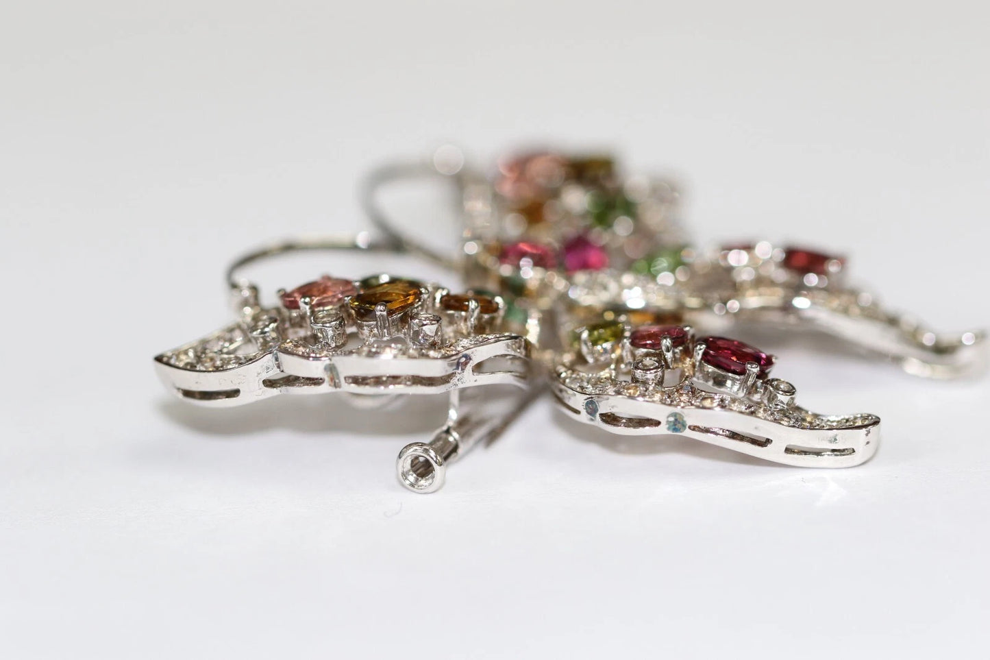 Multi-Color Tourmaline- White Topaz Pin Pend