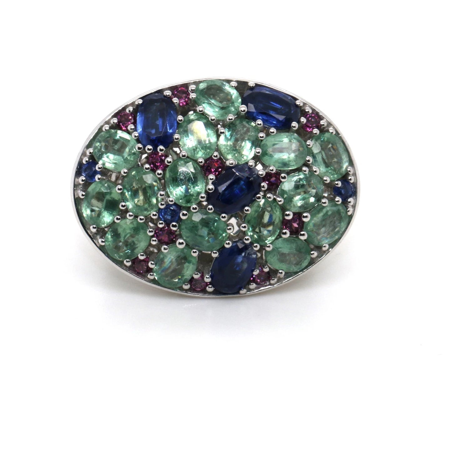 925 Kyanite-White Zircon-Rhodolite Ring