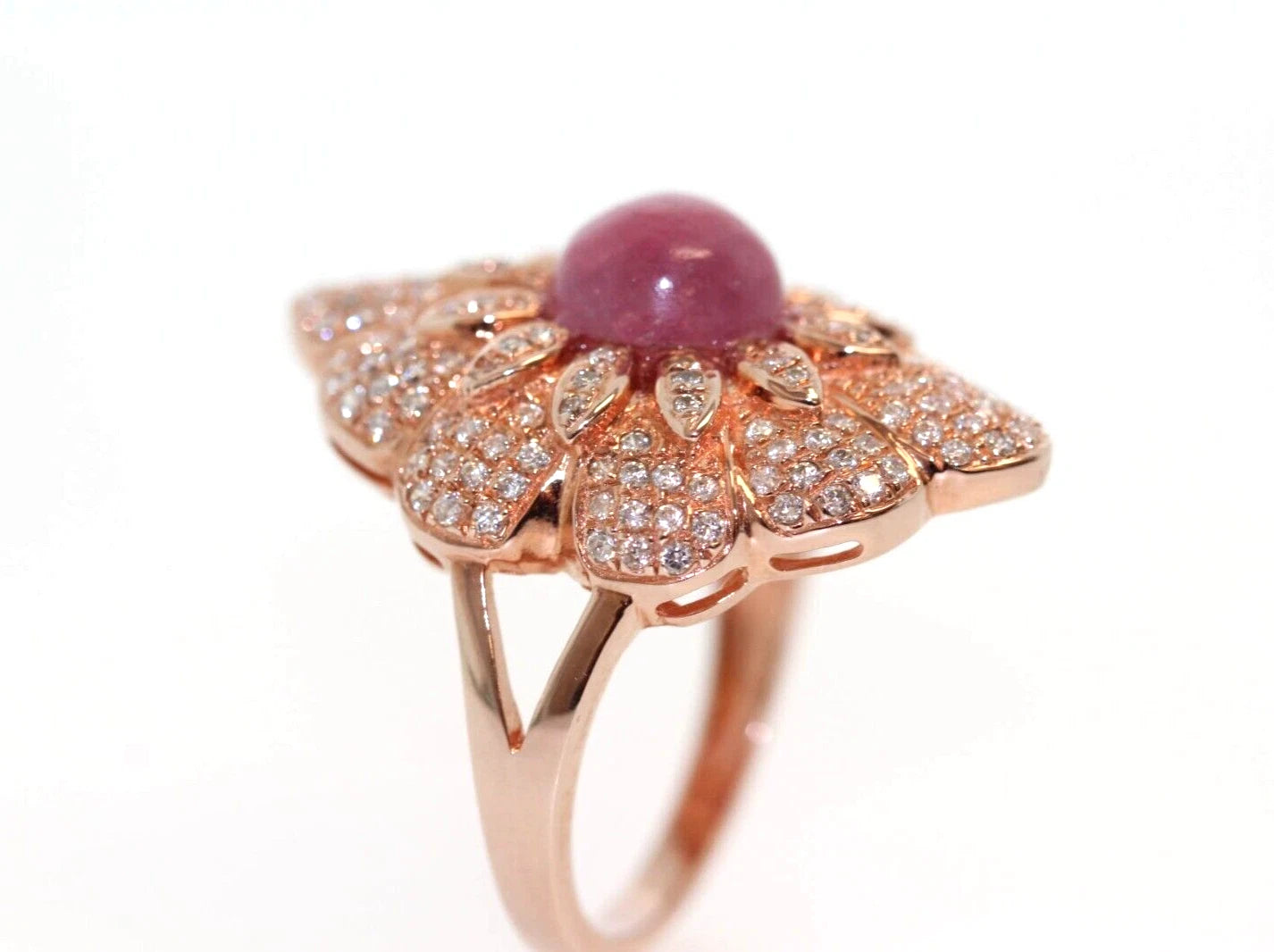 Red Corandum - White Topaz Ring