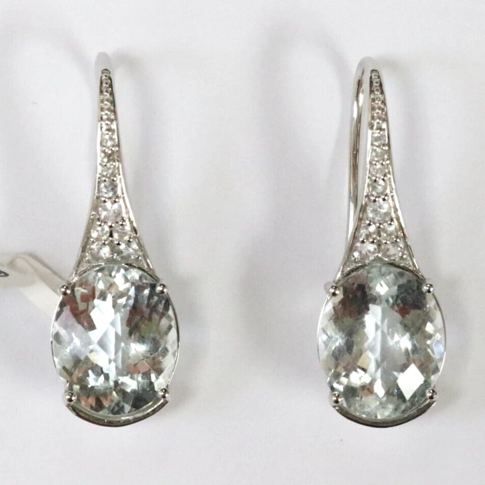Aquamarine- White Sapphire Dangle Drop Earring